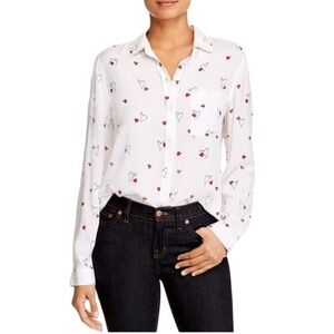 Beachlunchlounge Red Heart Valentine's Day White Button Down Women’s Top 3X
